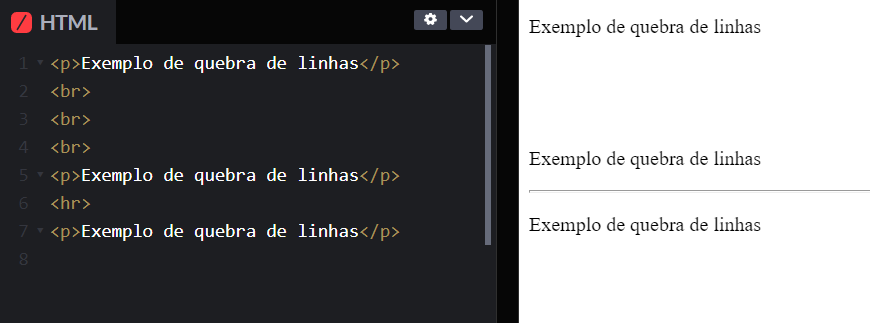 essa é um exemplo de quebras de linha